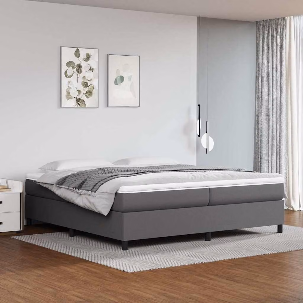 Letto Ibrido con Giroletto a Molle e Materasso vidaXL in Similpelle Grigio e Bianco L/P: 200 x 200 cm