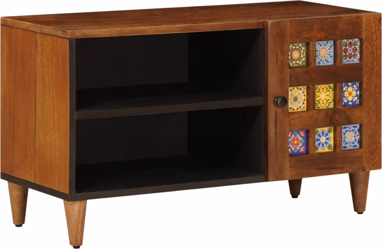 Mobile TV Noce 80 x 33 x 46 cm Legno di mango massello