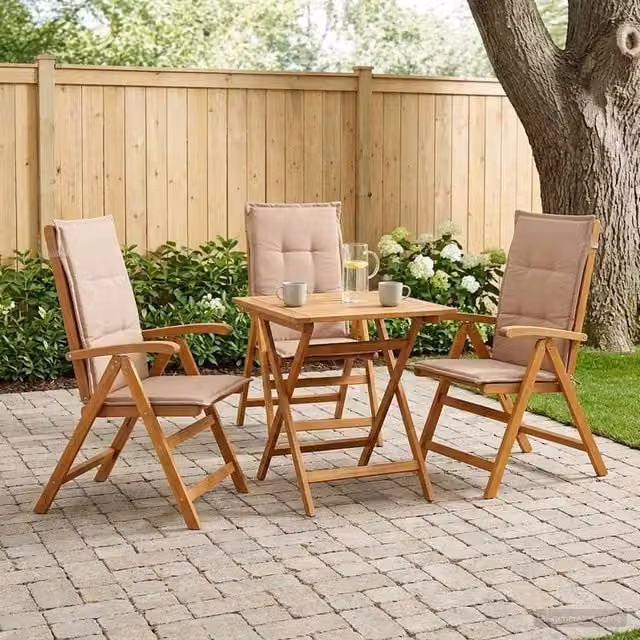 Sedie da giardino reclinabili 3 pz Naturale 42041436