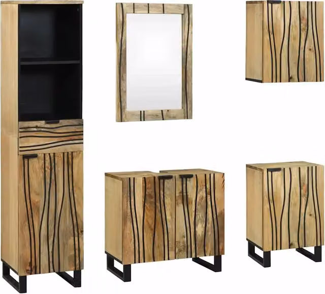 Set di mobili per il bagno 5 pz Naturale Legno ingegnerizzato 3310045