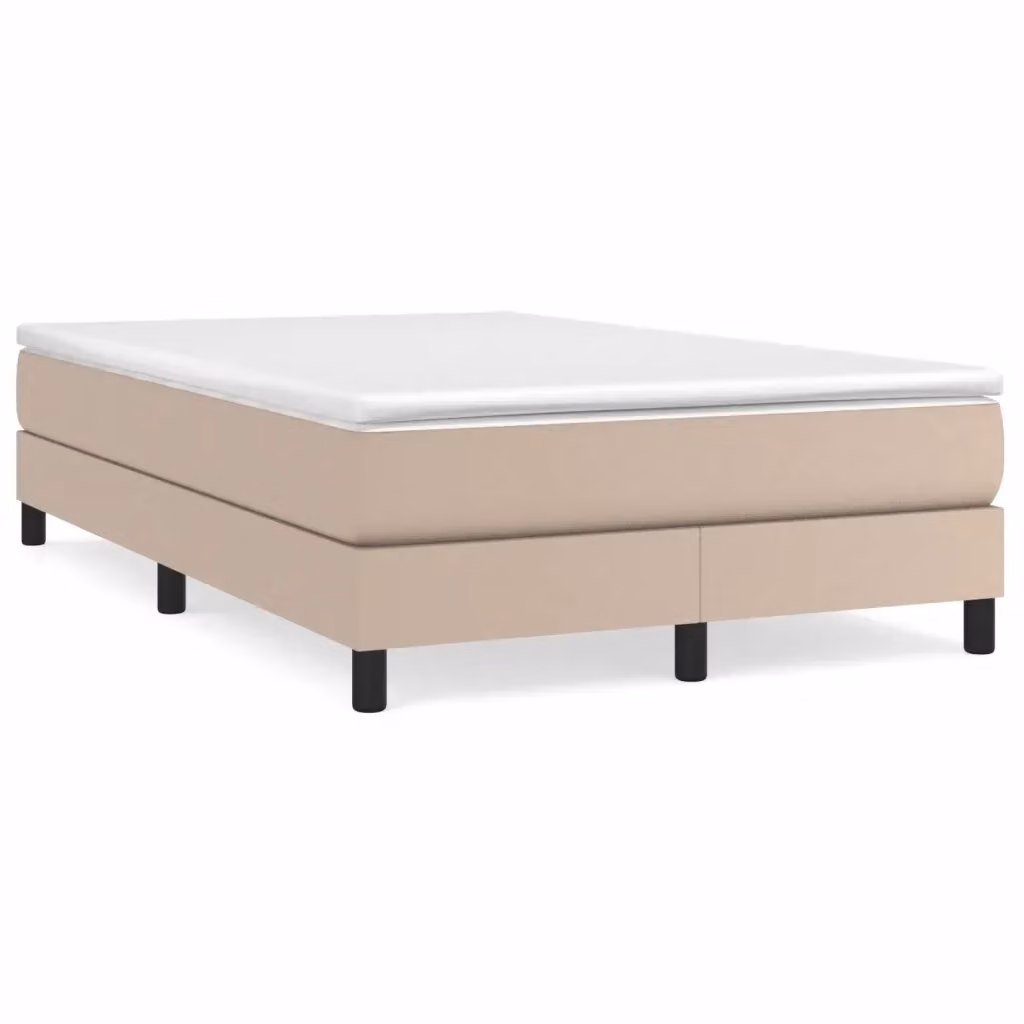 Letto con Giroletto a Molle e Materasso Ibrido vidaXL in Similpelle Beige e Bianco L 120 x P 200 cm – 2