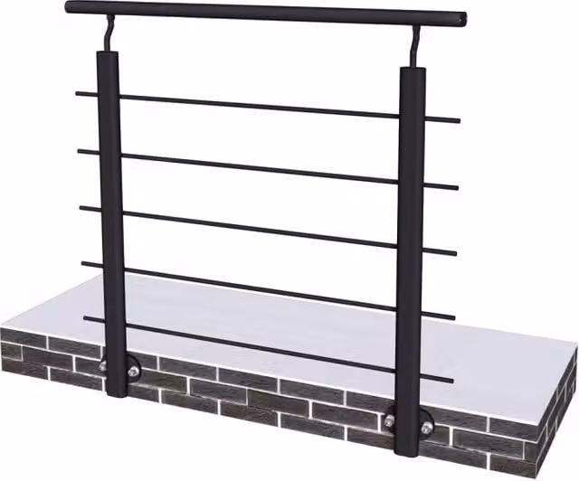 Ringhiera Balaustra Aica Italy in Alluminio Nero Opaco con Fissaggio a Parete L: 100 cm, H: 100 cm