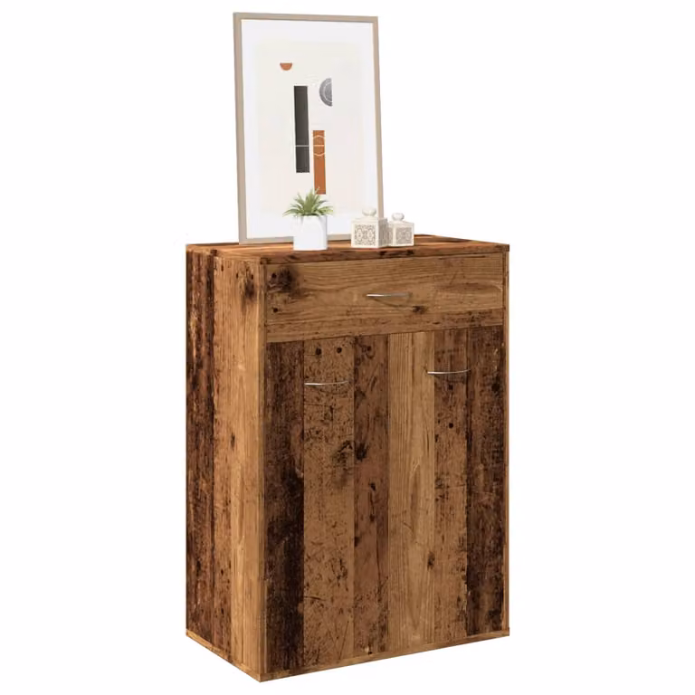 Scarpiera vidaXL in legno stile rustico marrone con ante a battente e ripiani interni L: 60 cm, P: 35 cm, H: 84 cm