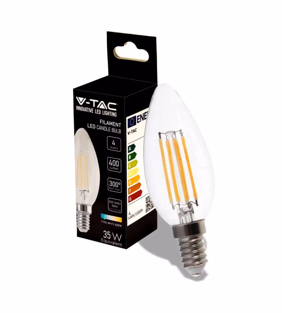 Lampadina LED E14 4W Candela Filamento 6500K