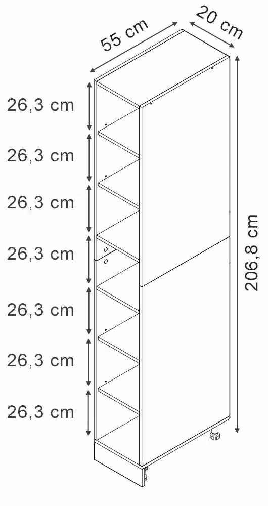 Scaffale da cucina Vicco R-Line Bianco/Bianco 20 cm con 7 scomparti, Model 60564
