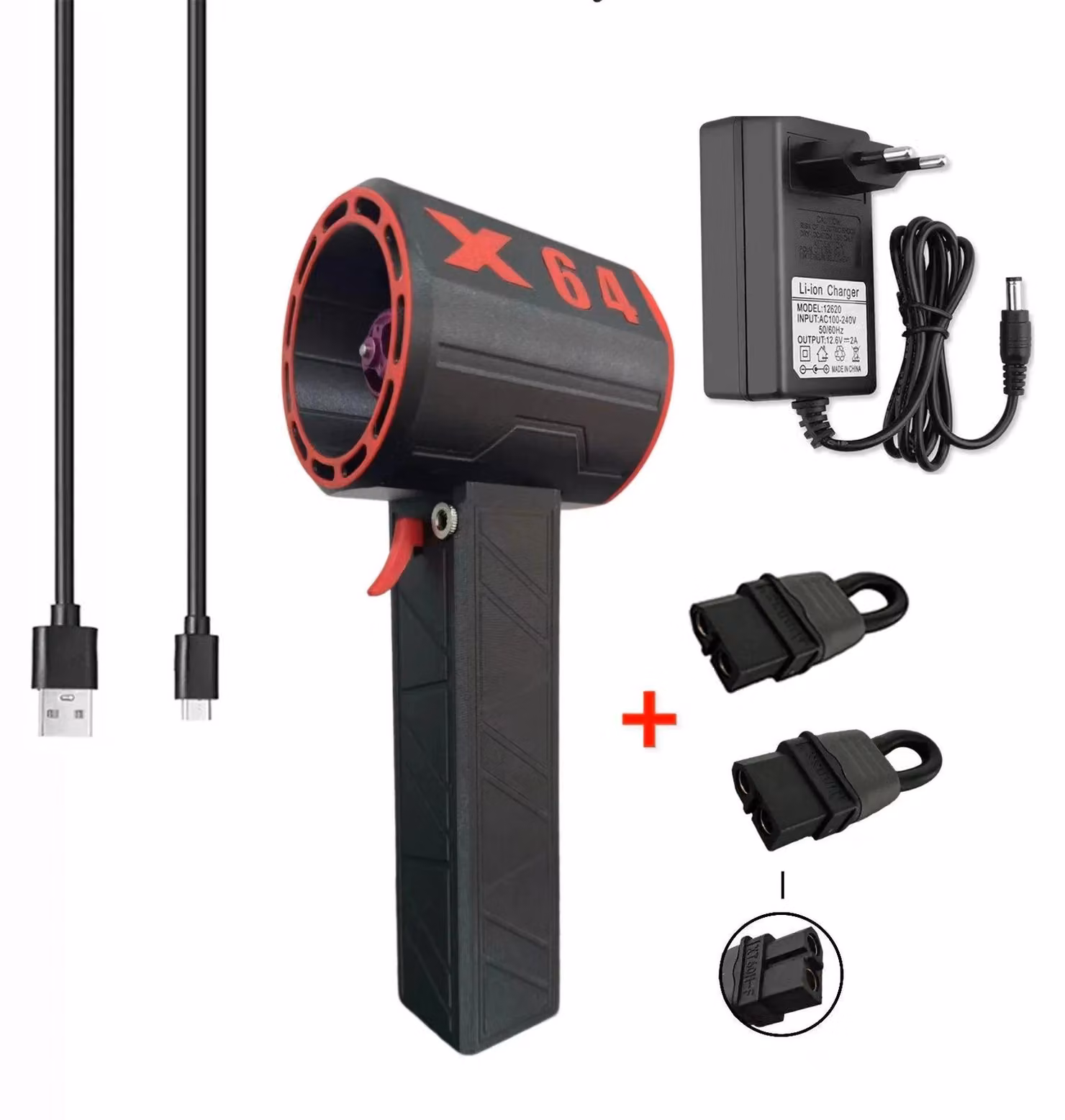 Soffiatore turbo - Mini soffiatore - Soffiatore ad aria - Soffiatore per foglie - Motore brushless da 64 mm - Batteria da 8000 mAh