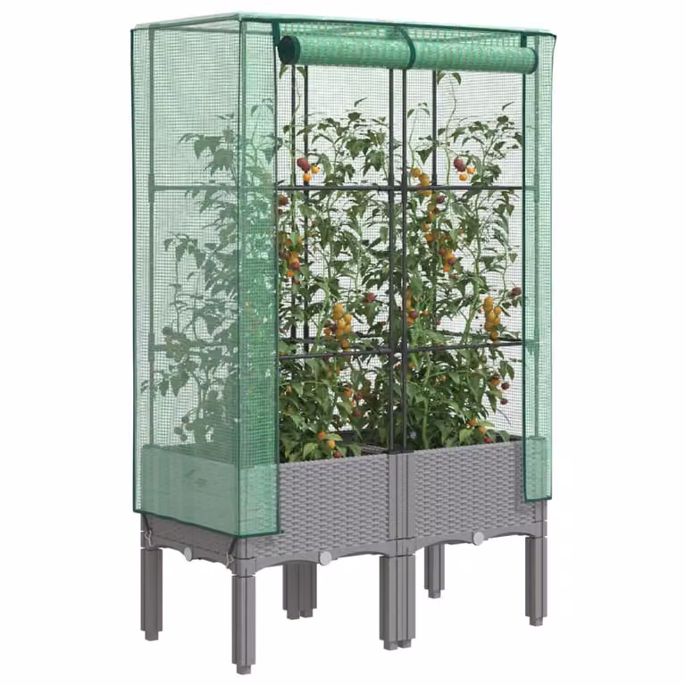 Letto rialzato con copertura effetto rattan vidaXL, grigio e verde, L 80 cm x P 40 cm x H 140 cm