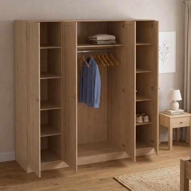 Armadio appendiabiti Presidenti DMORA per camera da letto, Rovere, L: 196 cm, P: 62 cm, H: 200 cm
