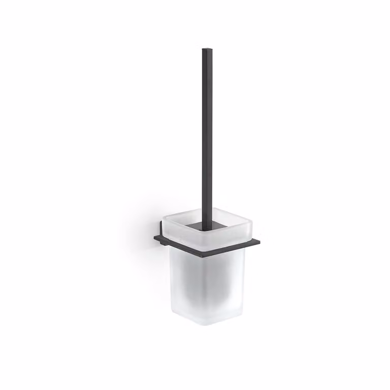 Scopino WC con ciuffo in setole da muro in acciaio inox e Cromall 4433-03 Gedy serie ATENA Nero Opaco