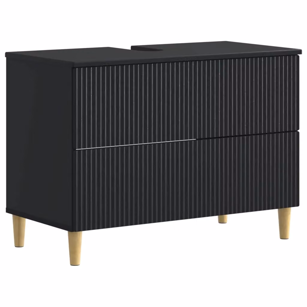 Armadio per lavabo da bagno moderno vidaXL nero con ante e cassetti L/P/H: 82 x 41 x 59 cm – 2
