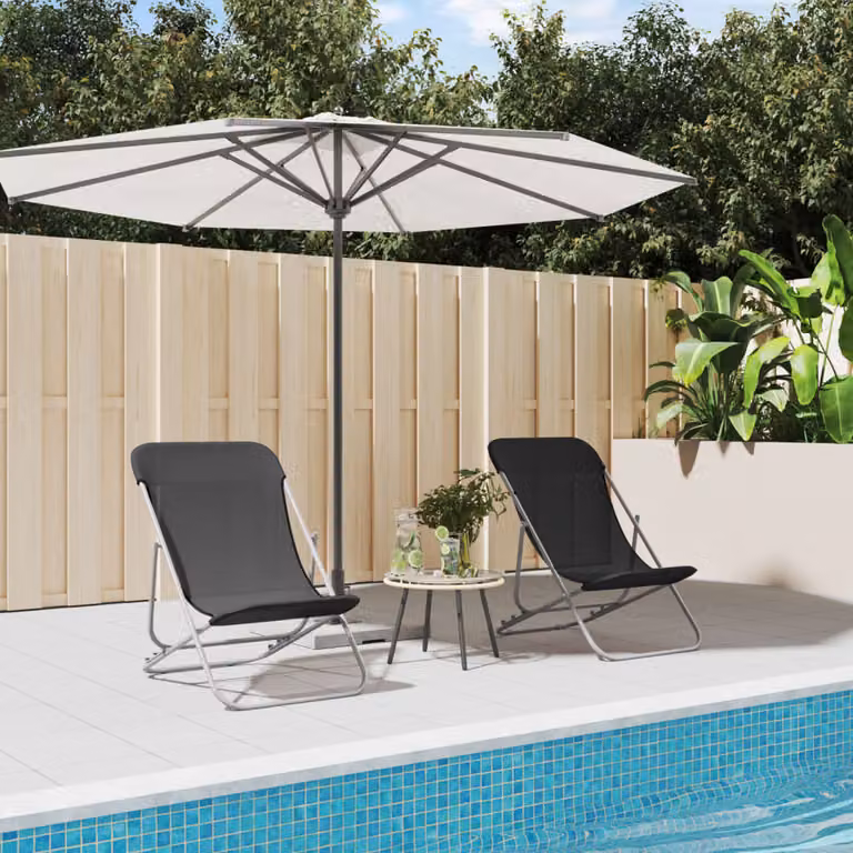 Set di 2 sedie pieghevoli vidaXL in textilene e acciaio verniciato nero per giardino e terrazza
