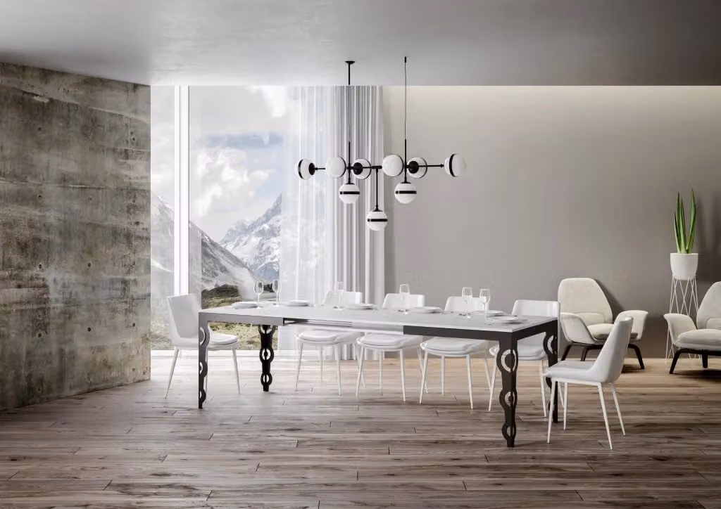 Tavolo allungabile Karayan Evolution di Bs Com, Bianco Frassino con telaio Antracite, L/P: 90 x 160/420 cm – 2