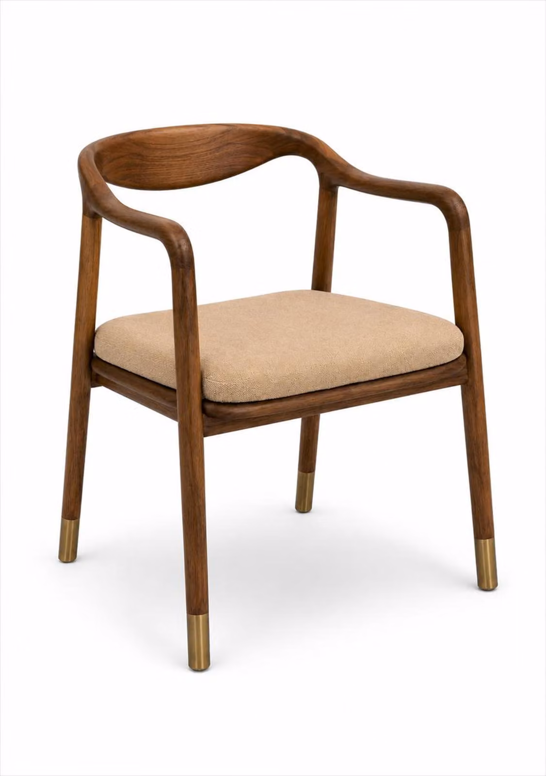 Stuhl beige braun Armlehnen Holz modern elegant Wohnzimmer Komfort