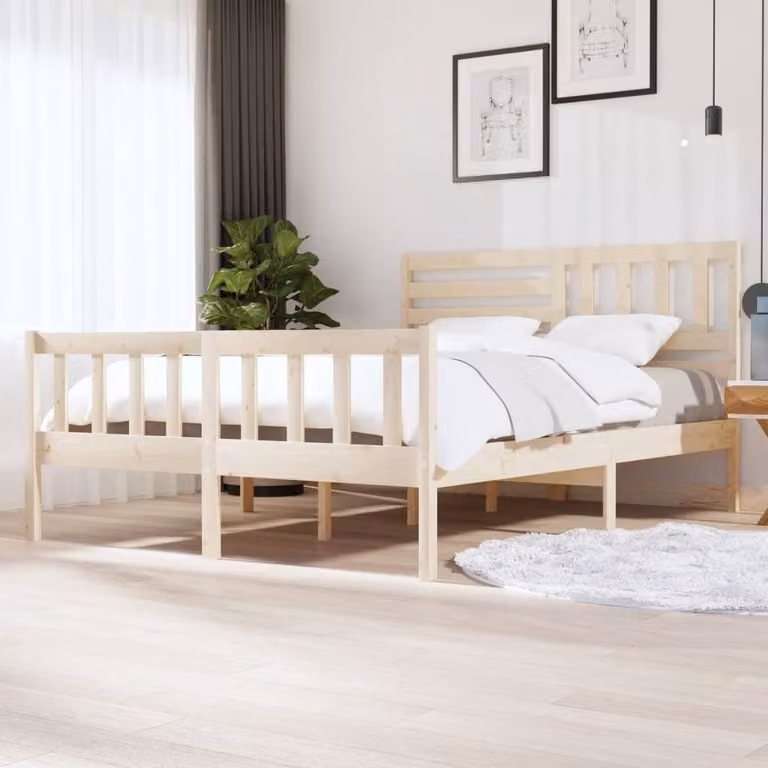 The Living Store Letto in legno massiccio 160x200 cm