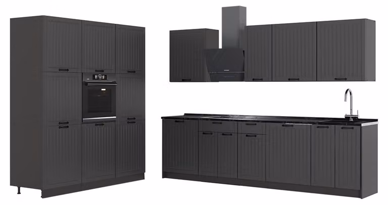 Cucina componibile Vicco Fame-Line Grigio scuro/Antracite 460 cm senza piano di lavoro, Model 63762