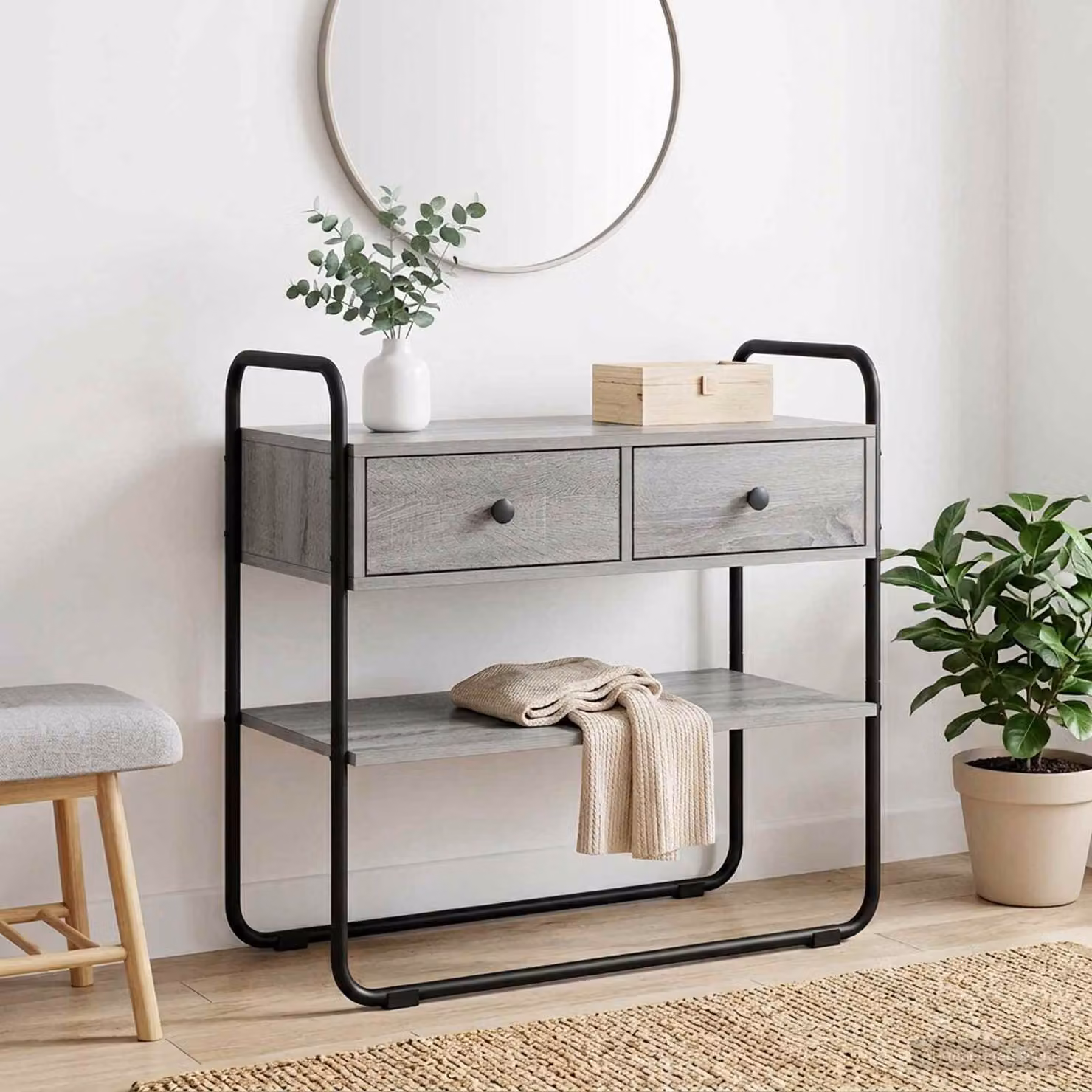 vidaXL Tavolo consolle moderno in stile Sonoma grigio L/P/H: 80 x 40 x 75 cm