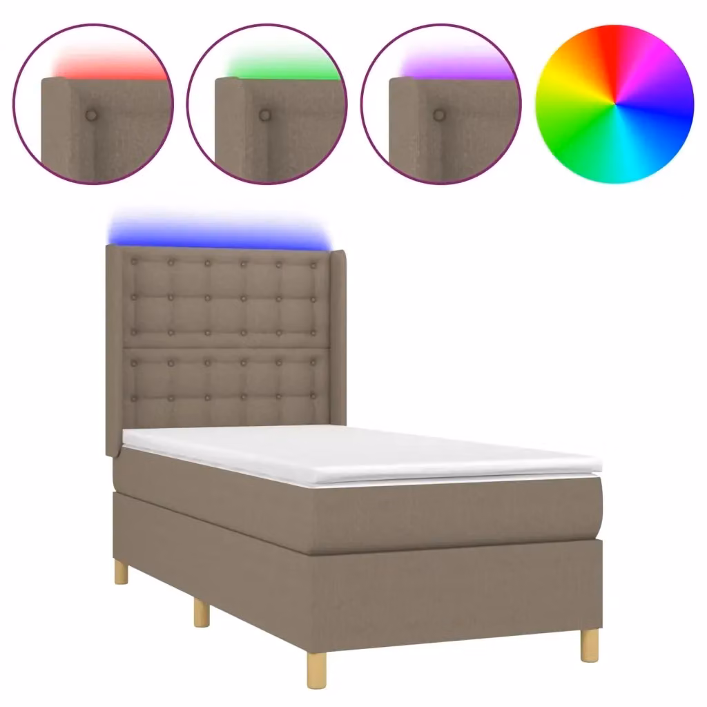 Letto Ibrido con Materasso a Molle Insacchettate e Illuminazione LED vidaXL, Colore Beige, L/P: 90 x 200 cm – 2