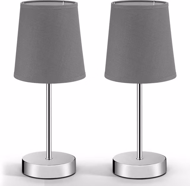 Set di 2 lampade da tavolo Lumière Monzana in metallo grigio e argento con paralume in tessuto – 1