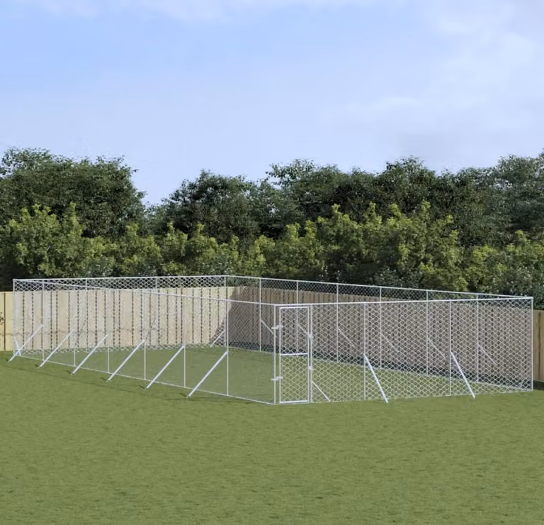 The Living Store Cuccia per cani da esterno Silver 6x14x2 m Acciaio zincato