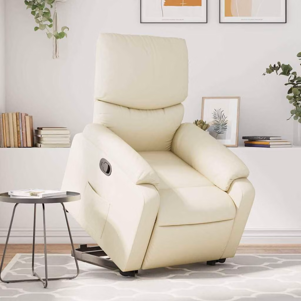 Poltrona Alzapersona Reclinabile con Assistenza Elettrica vidaXL in Similpelle Beige