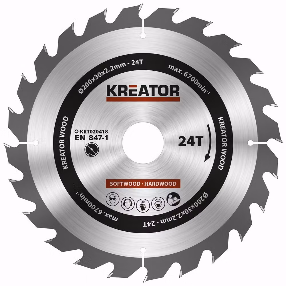 Lama circolare Ø 200 x 30 x 2,2 mm 24 denti Lama per legno + 3 anelli di riduzione
