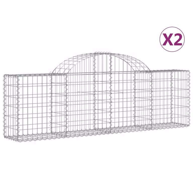 Cesti Gabbioni ad Arco 2 pz 200x30x60/80 cm Ferro Zincato
