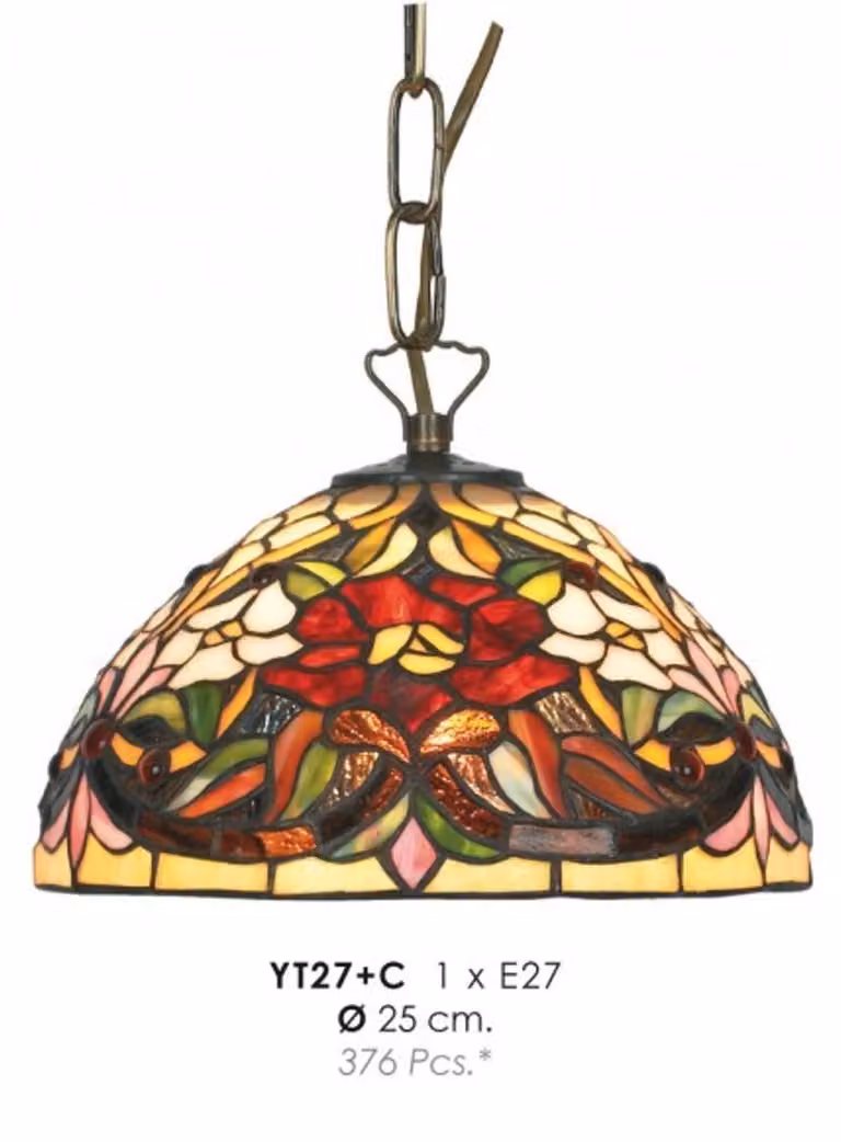 Casa Padrino Lampada a sospensione Tiffany Ø 25 cm - Lampada a sospensione rotonda