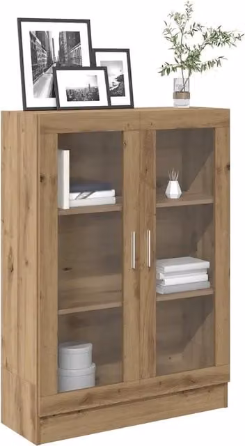 Libreria Design Mania in Rovere con Ante in Vetro, Marrone, L 82,5 cm x P 30,5 cm x H 115 cm