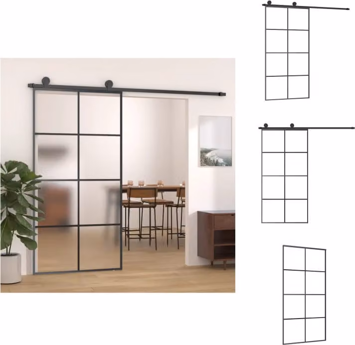 vidaXL Porta scorrevole con ferramenta 102,5x205 cm ESG vetro e alluminio - Porte d'ingresso