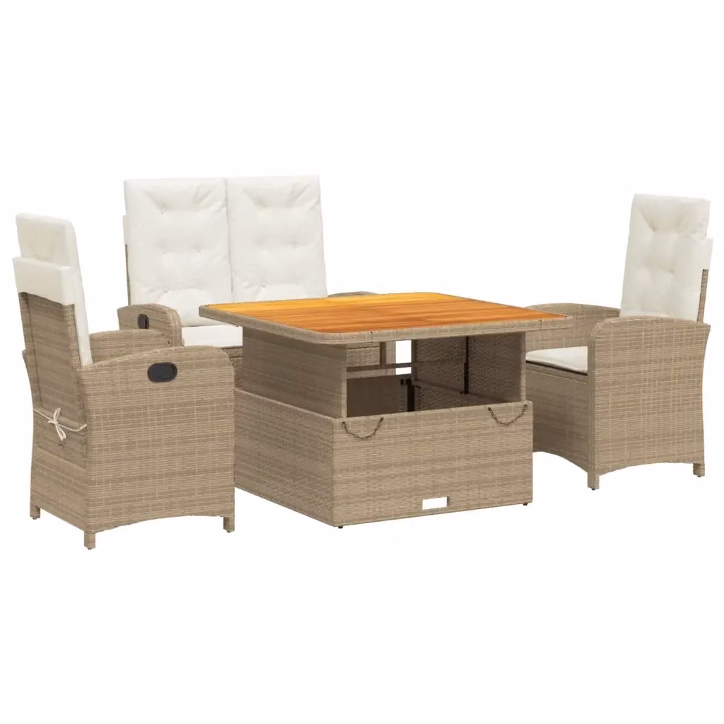 Set da Pranzo da Giardino vidaXL in Legno di Acacia Olio con 4 Sedute Beige – 2