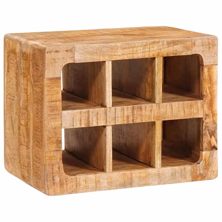 Portabottiglie vidaXL in legno di mango massello, Marrone, L 44 cm x P 30 cm x H 35 cm
