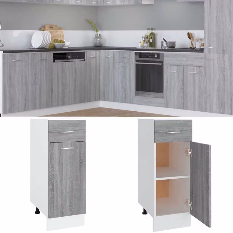 Mobile da cucina con cassetto vidaXL Lyon Grigio Sonoma L: 30 cm, P: 46 cm, H: 81,5 cm