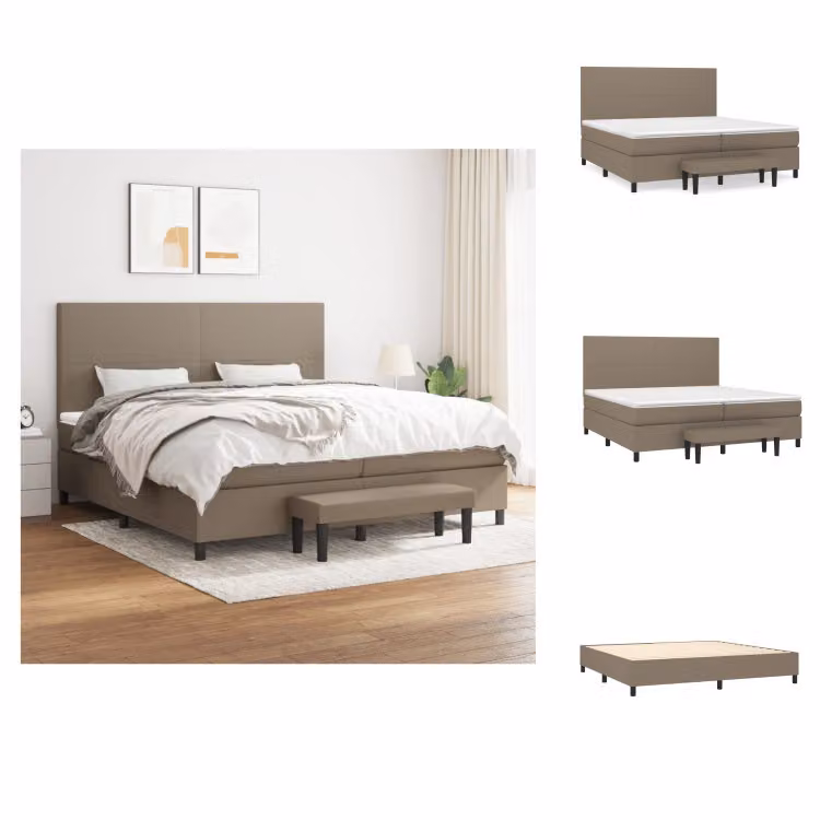 vidaXL Letto a molle con materasso Taupe 200x200 cm in tessuto - Letti e strutture letto
