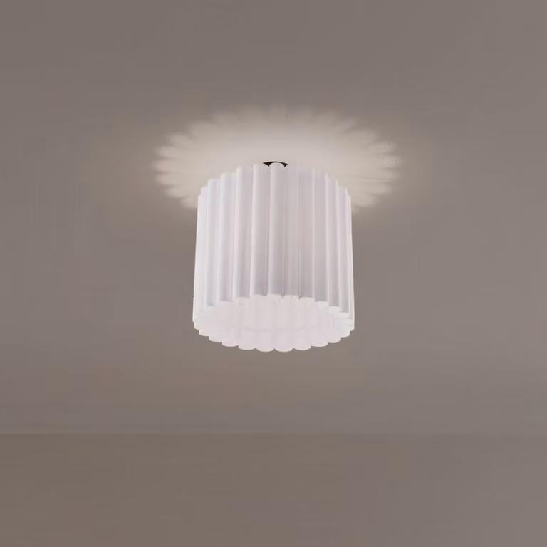 Plafoniera soffitto Aria Duolla, dimmerabile, Bianco / Opale, Soggiorno / Sala da pranzo, Tessuto / Stoffa / Seta, Plafoniera