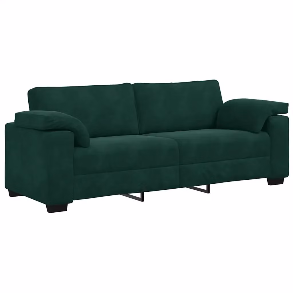 Divano moderno in velluto verde vidaXL con cuscini inclusi L: 220 cm, P: 77 cm, H: 82 cm – 2