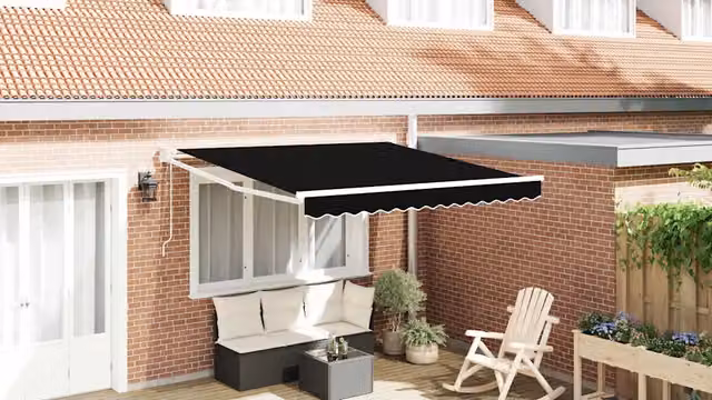 Tenda retrattile-Tenda parasole per balcone Nero 350 x 250 cm Tessuto 875320