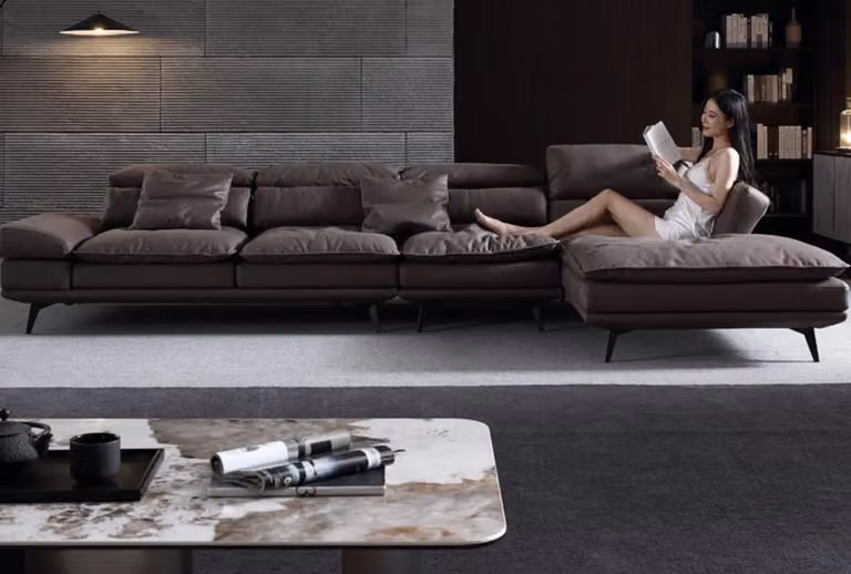 Wohnzimmer L-Form Modern Braun Design Sofas Ecksofa Polsterung Couch Leder