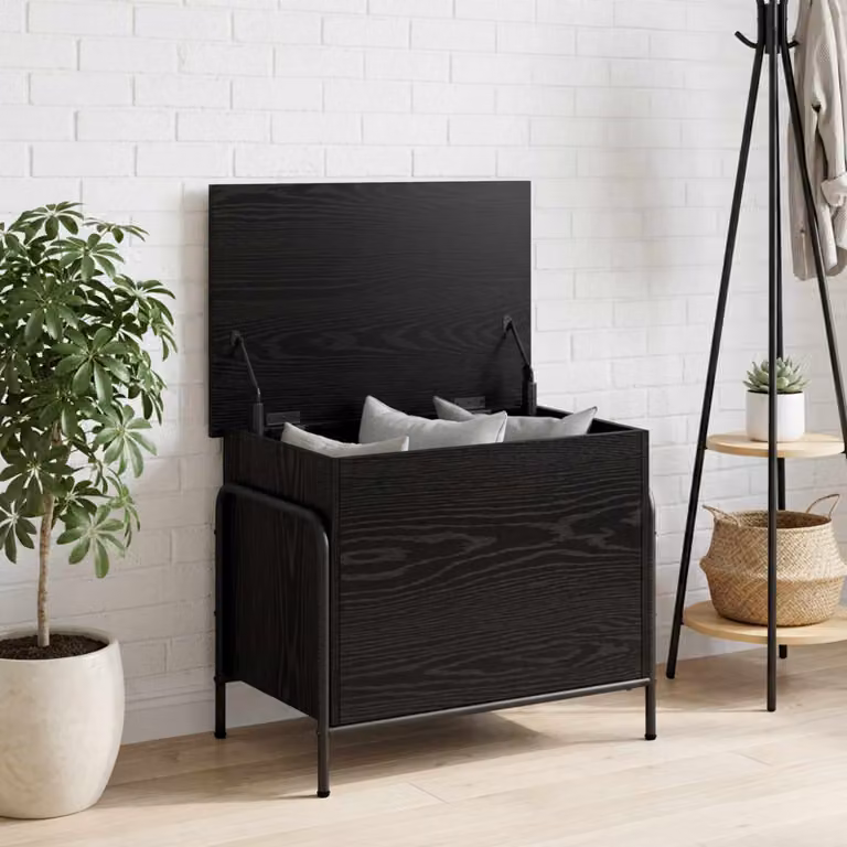 Scatola di stoccaggio moderna vidaXL in rovere nero L 80 cm, P 40 cm, H 49,5 cm