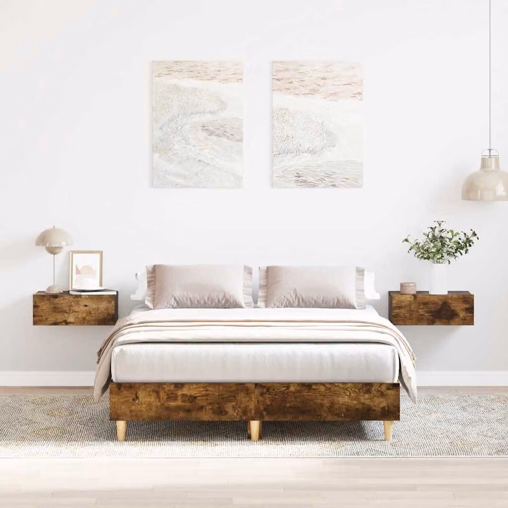 Giroletto senza materasso vidaXL in legno e truciolato, colore marrone, L: 138 cm, P: 193 cm