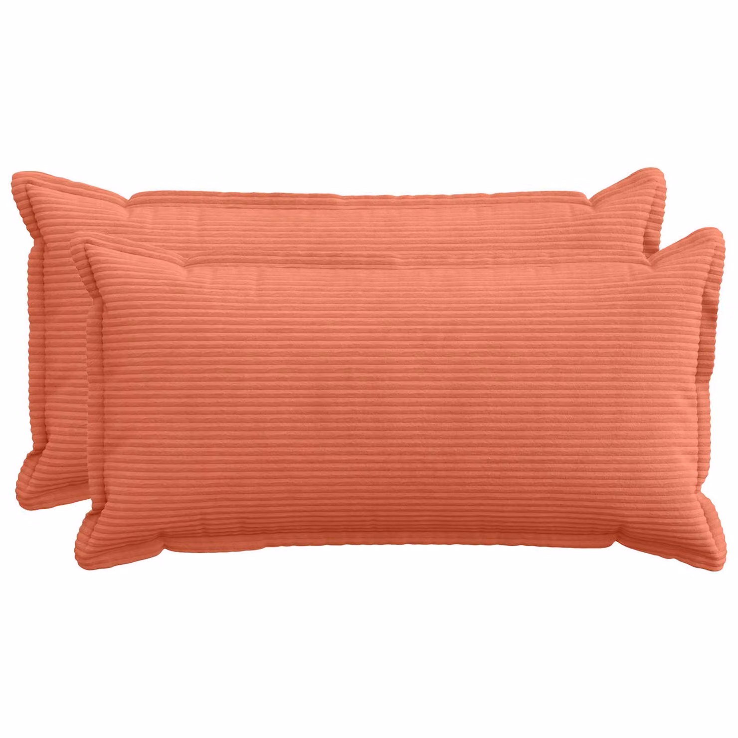 Set di 2 federe vidaXL HOUTEN in velluto a coste, colore rosso arancio, L 80 cm x P 40 cm