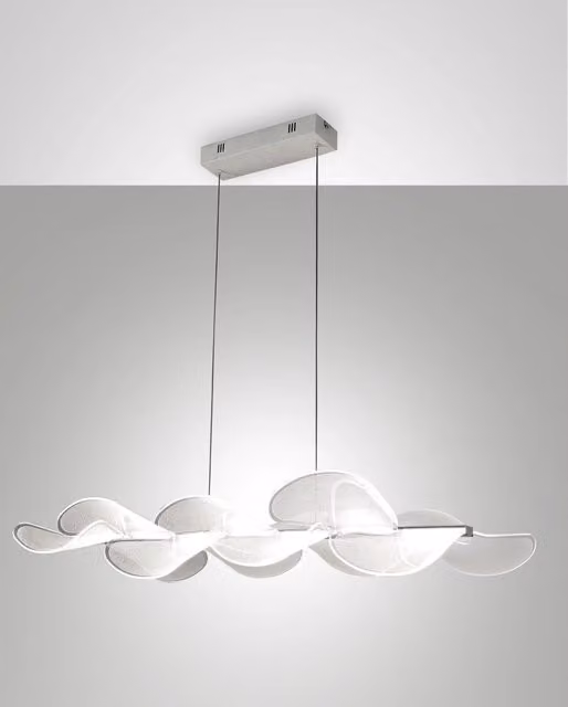Lampada a Sospensione LED Fabas Sylvie Bianca Dimmerabile con Struttura in Metallo e Plastica