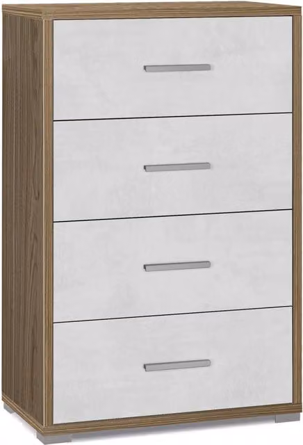 Cassettiera 4 Cassetti 71x110x41 cm Noce Stelvio/Ossido Bianco