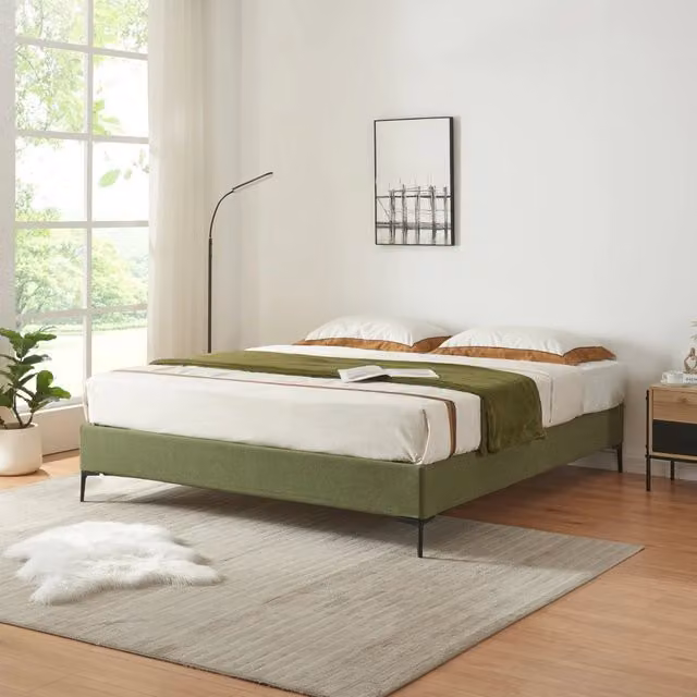 Letto Matrimoniale Lilla 160x200 cm con Fodera Protettiva - Verde [en.casa]