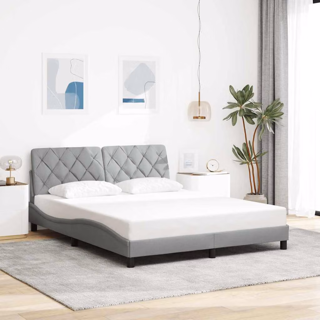 Giroletto senza materasso vidaXL in tessuto grigio con doghe in legno L/P: 160 x 200 cm – 1