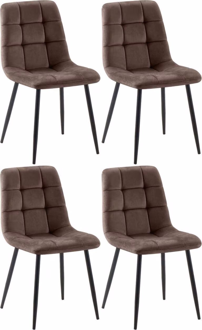 set di 4 sedie da pranzo - sedie da pranzo - posizione di seduta comoda, facile da pulire | Colore: Marrone | Materiale: Morbido