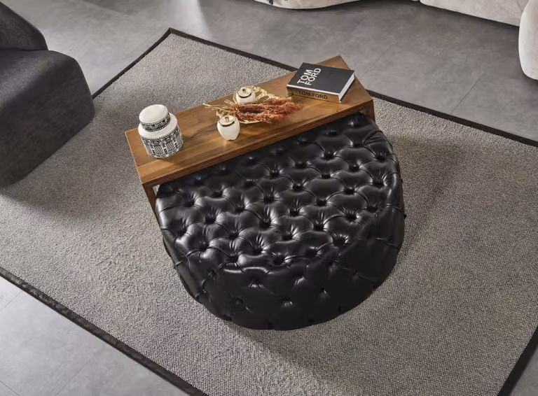 Wohnzimmer Couchtisch Set Hocker Design Luxus Möbel 2tlg Modern