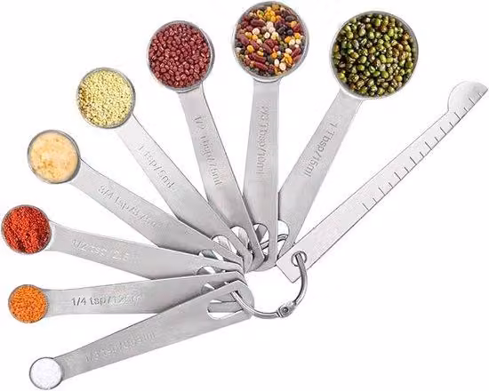 Set di misurini - Set da 9 pezzi - Misurini - Cucchiaini dosatori - Misurini - Acciaio inossidabile - Con indicazione della capacità - Misurini in acciaio inossidabile mini - Resistenti - Utensili da cucina