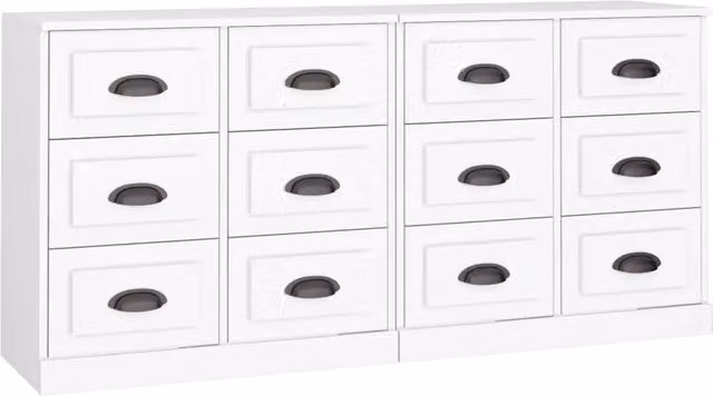 Credenze 2 pz | Madia | Buffet da pranzo | Armadio da pranzo Bianche in Legno Multistrato