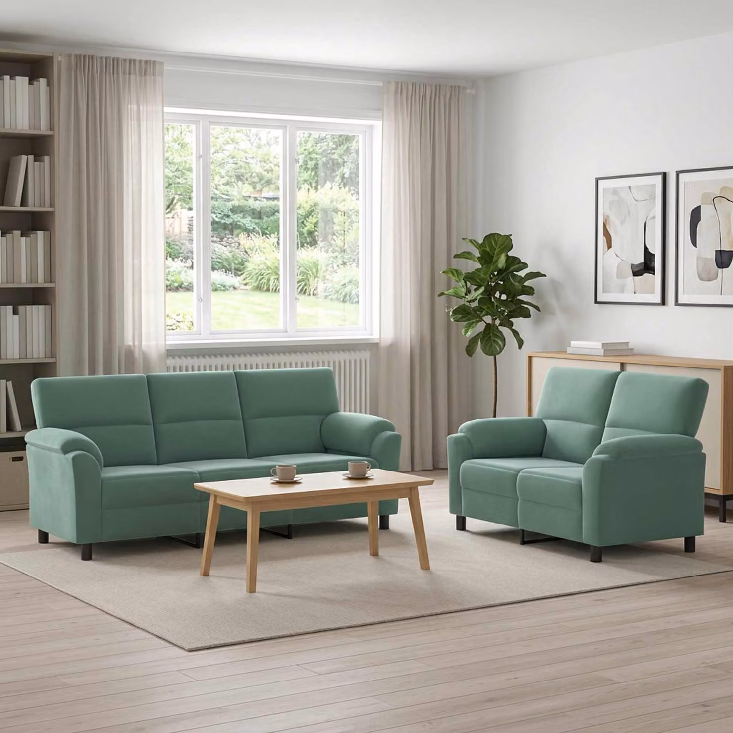Set di 2 divani moderni vidaXL in velluto verde con struttura in metallo per il tuo soggiorno