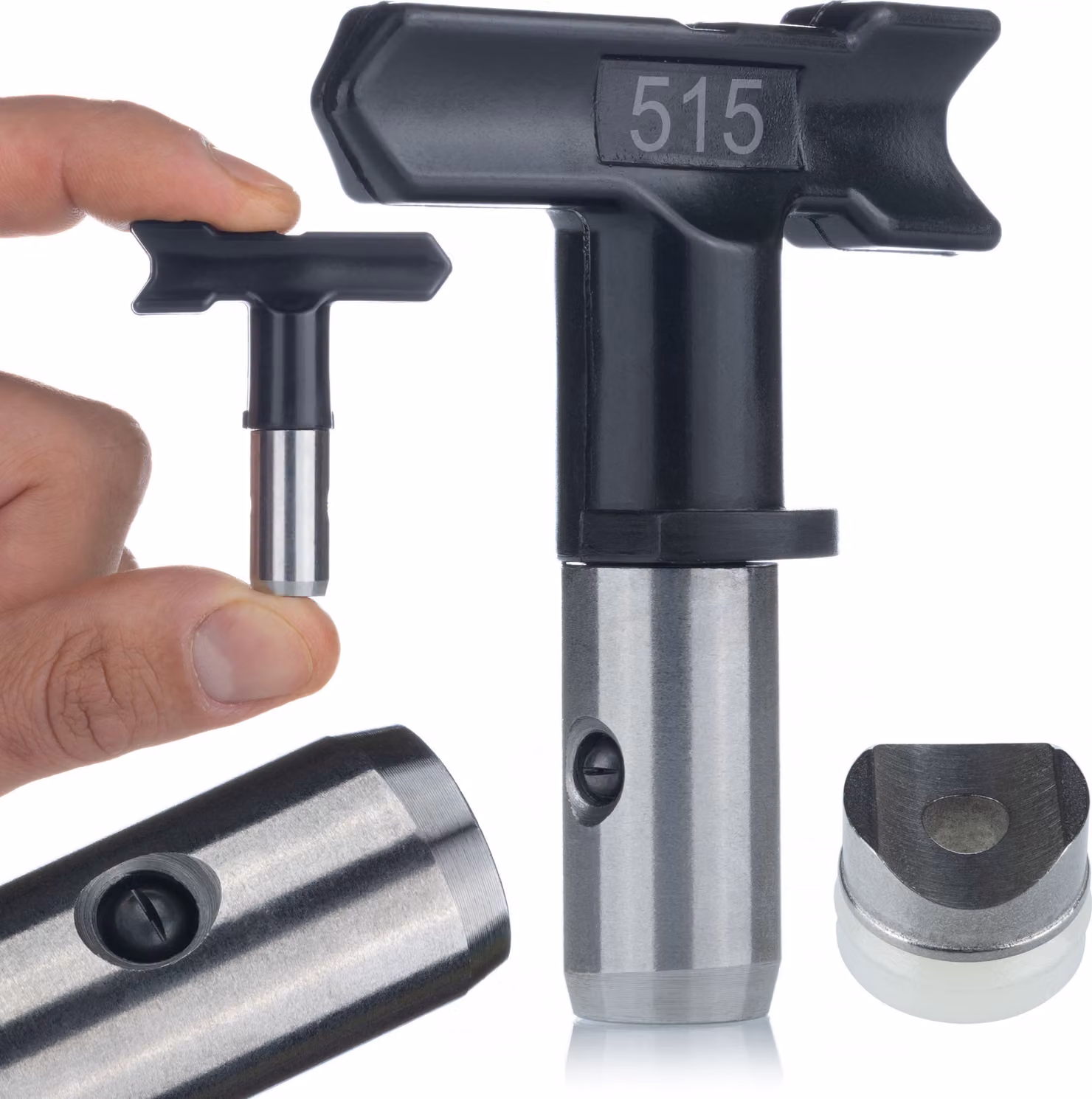 Rosfix Set UltraBlack 515 – Ugello per Spruzzatura Airless, Larghezza Spruzzo 25 cm, Acciaio Inox, per Vernice Al Lattice, Acrilico, Emulsione